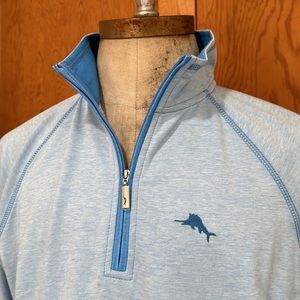 Mens size small Tommy bahama 1/4 zip pullover sweater light blue NWT lightweight